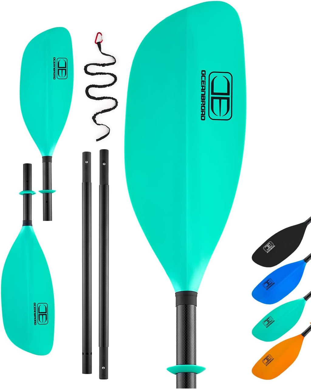 OCEANBROAD 4 Pieces Kayak Paddle 90.5in/230cm Carbon Fiber for Kayaking