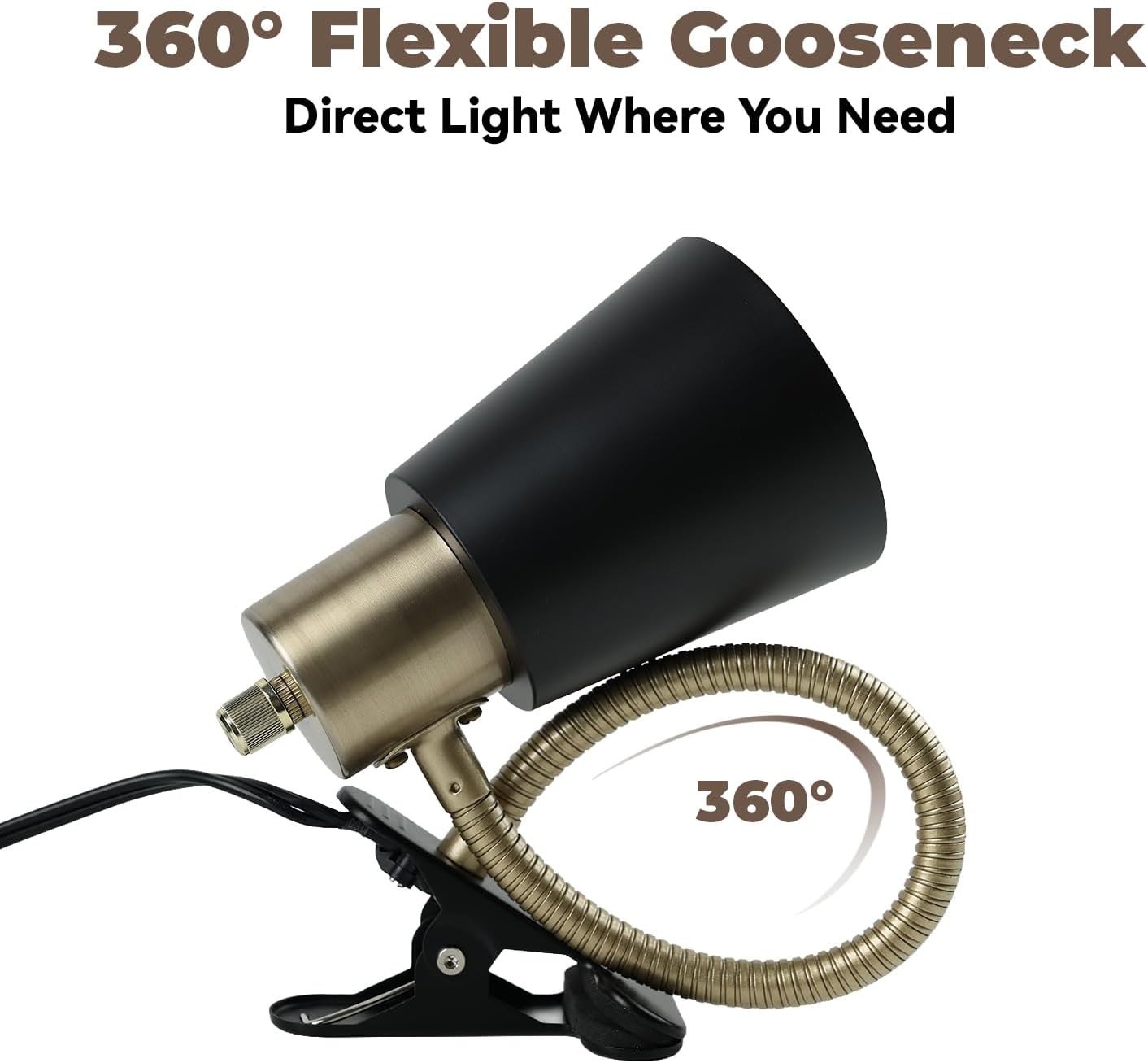 LALISU Desk lamp Eye-Caring Table Lamps 360°Rotation Gooseneck Clip on Lamp