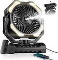 Misting Fan, Portable Camping Fans with 9oz Water Tank, 24000mAh Rechargeable Fan with 4 Speed, Battery Powered Fans with 120H Cooling, Last 5H Mist, 2 Mist Modes, Light, Outsides/Summer Essential