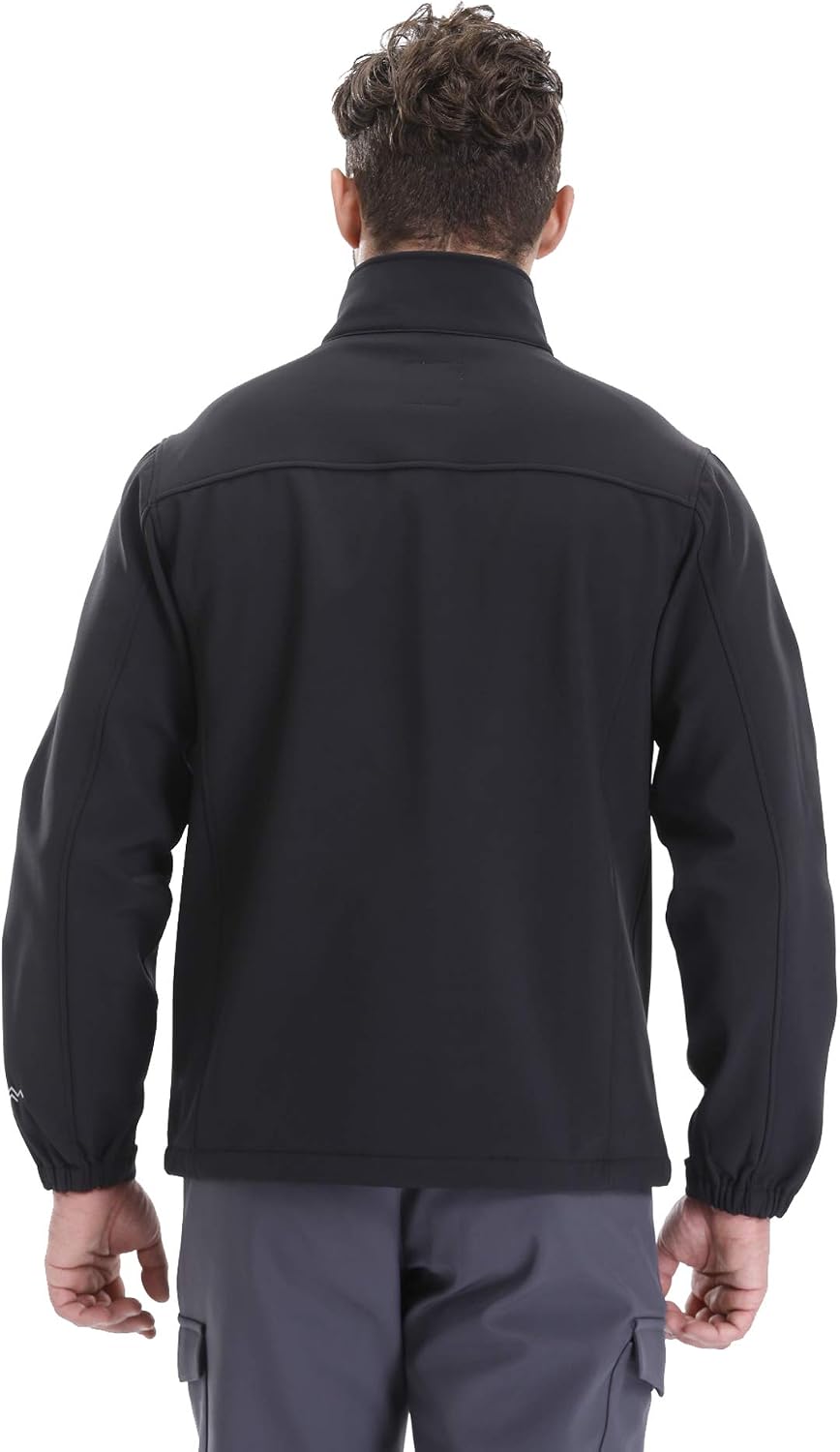 TRAILSIDE SUPPLY CO. Men's Softshell Jacket Fleece Lined Windbreaker,Lightweight Water Resistant Winter Coat