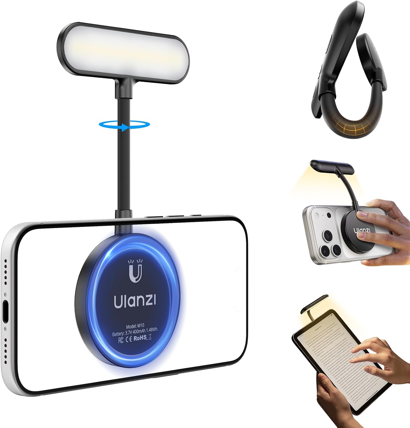 ULANZI M10 Magnetic Selfie Light Gooseneck Phone Reading Light with Magsafe