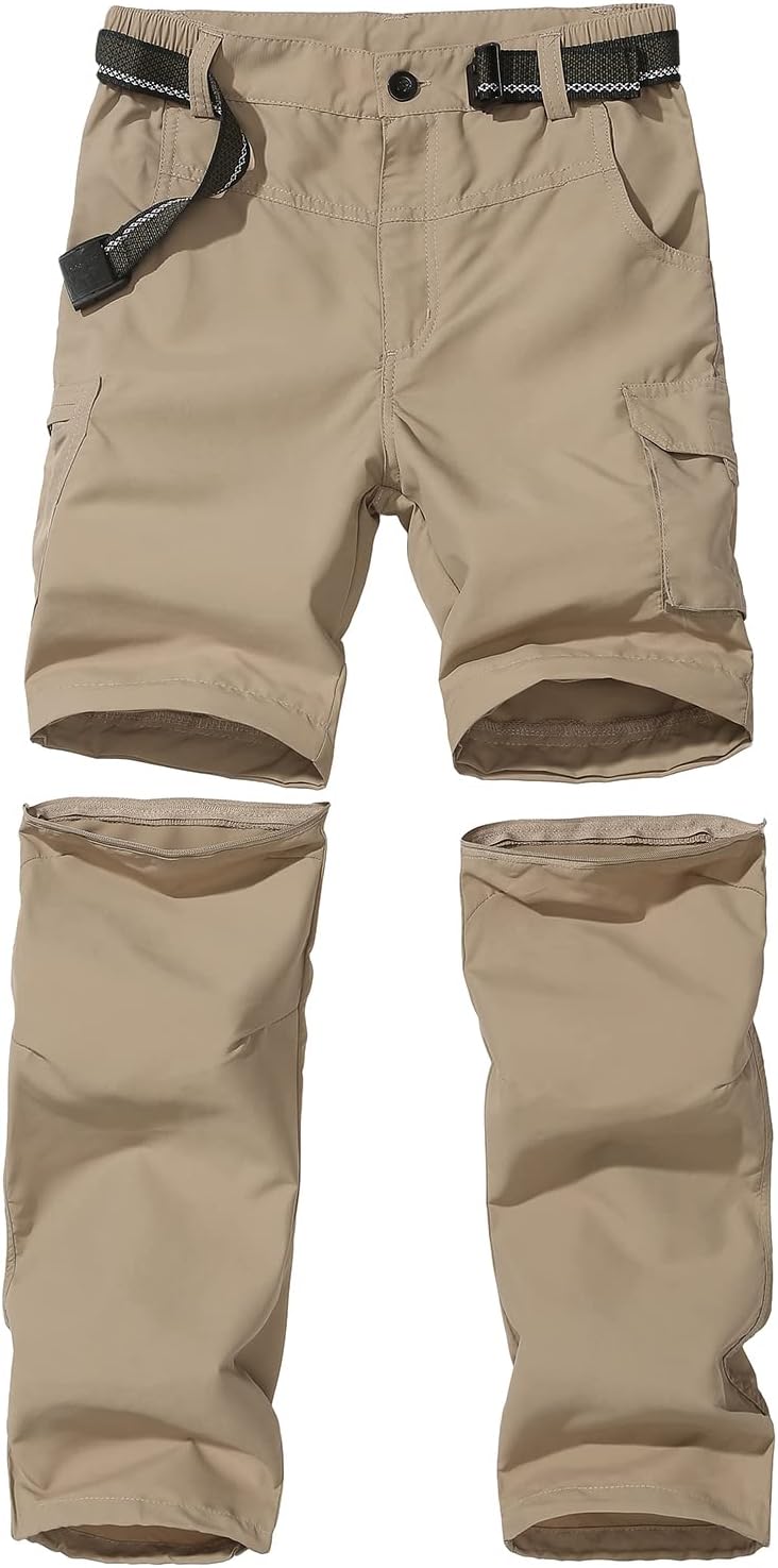 JOMLUN Boy’s Scout Pants Convertible Hiking Quick Dry Zip Off Pants Outdoor Climbing Casual Trouser Kids Youth Cargo Pants