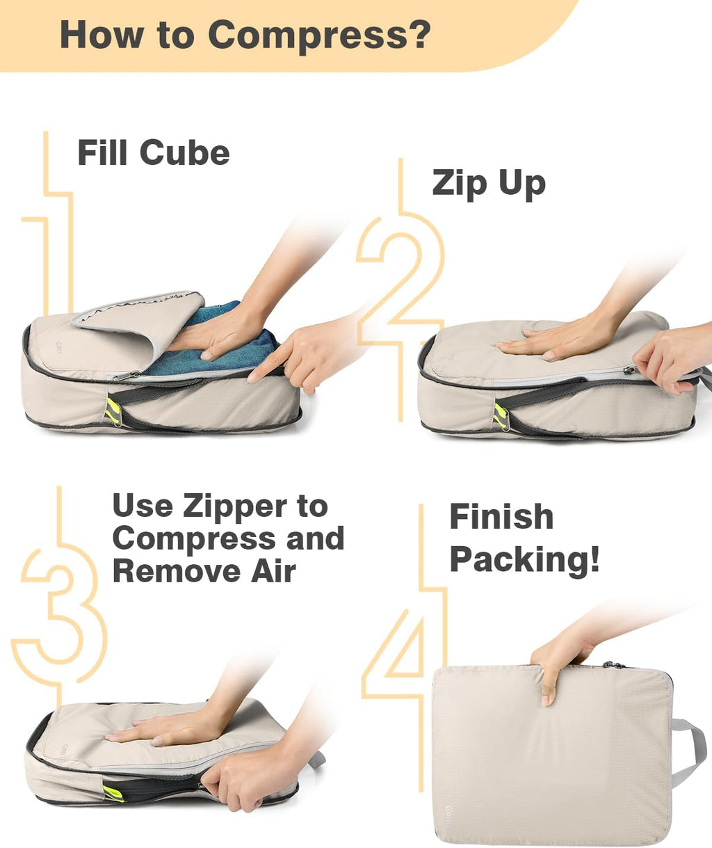 Gonex 10-Piece Compression Packing Cubes with Travel Organizer Set