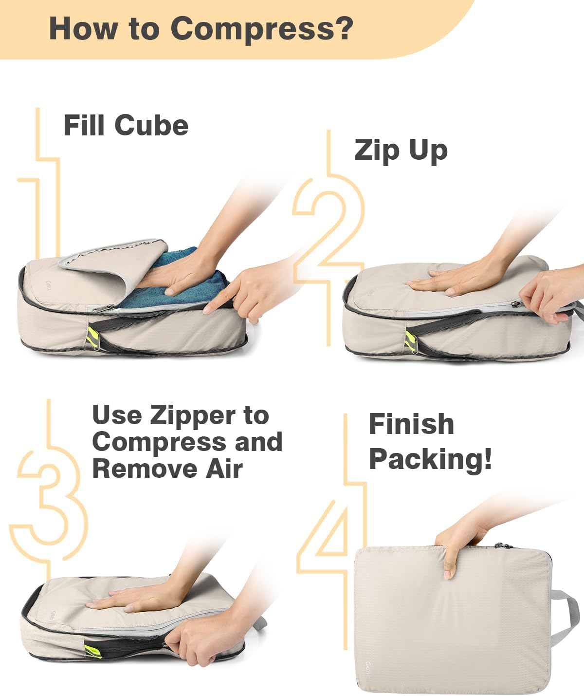 Gonex 10-Piece Compression Packing Cubes with Travel Organizer Set