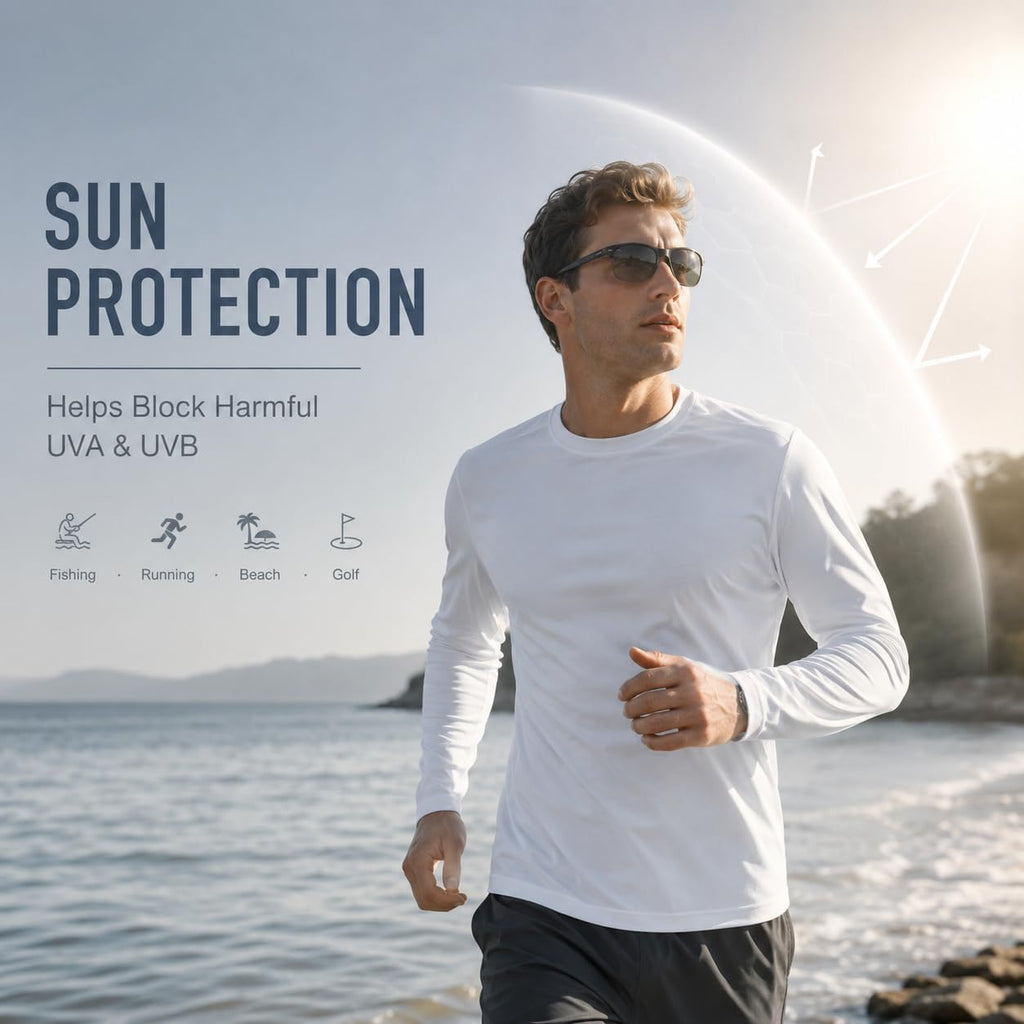 OYGSieg 6 Pack Long Shirts for Men Quick Dry Sun Protection Tee Shirts | Quick dry, Breathable, Moisture wicking, UPF, UV Protection, Lightweight for Daily Work and Outdoor Athletic Wear