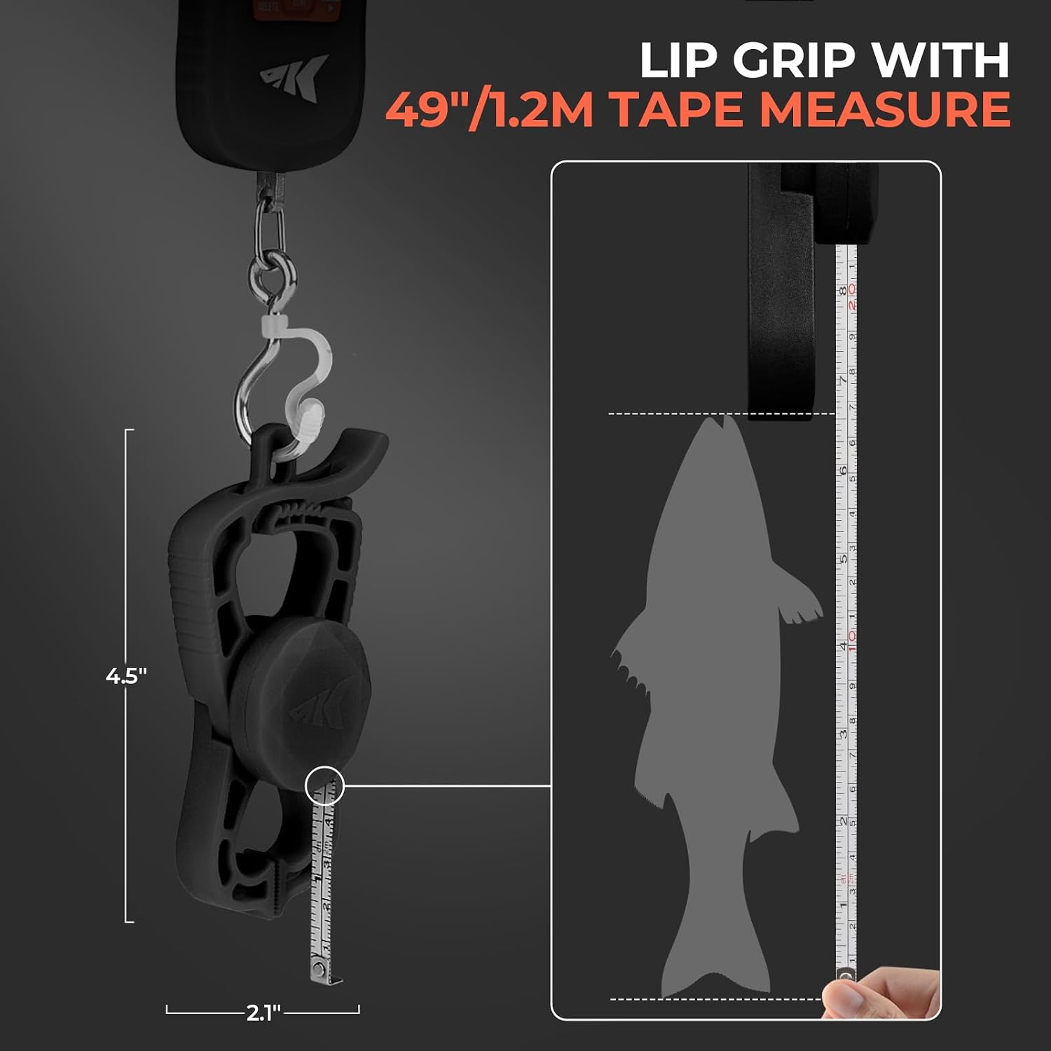 KastKing ToughTide USB Charging Fish Scale with Lip Gripper, Black Combo