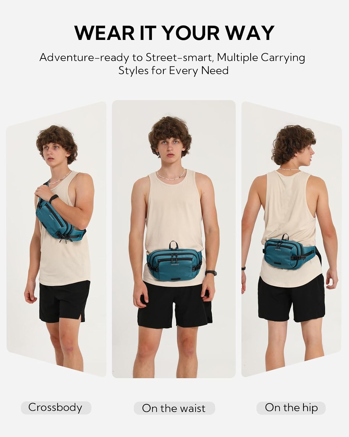 WATERFLY Fanny Pack Waist Bag: 3L Large RFID Anti-Theft for Travel