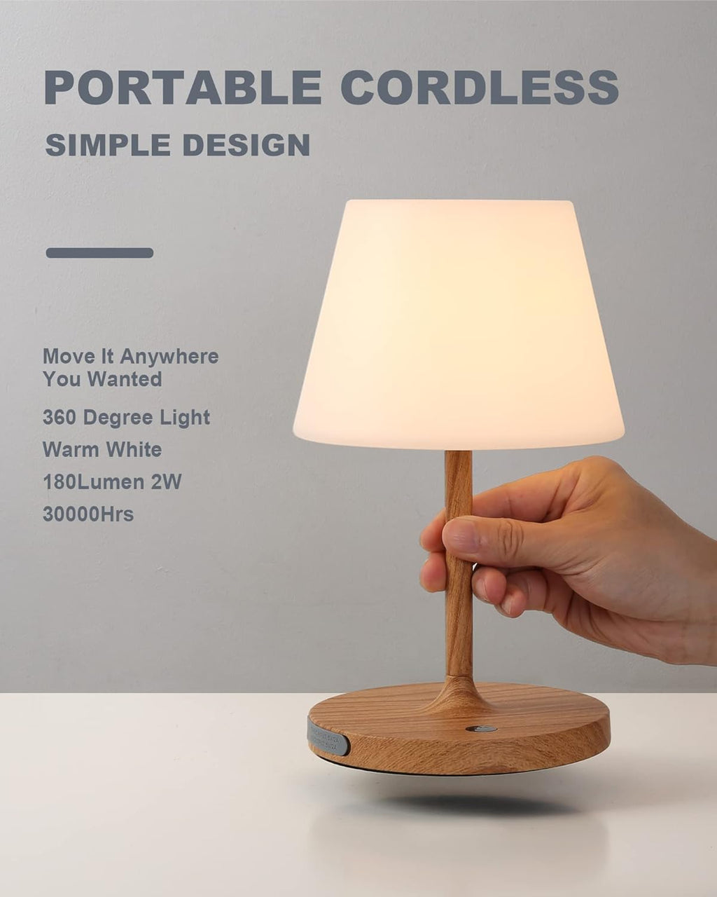 WEILAILUX Outdoor Table Lamp, Shower Lamp Waterproof (Wood Grain H9.6in)