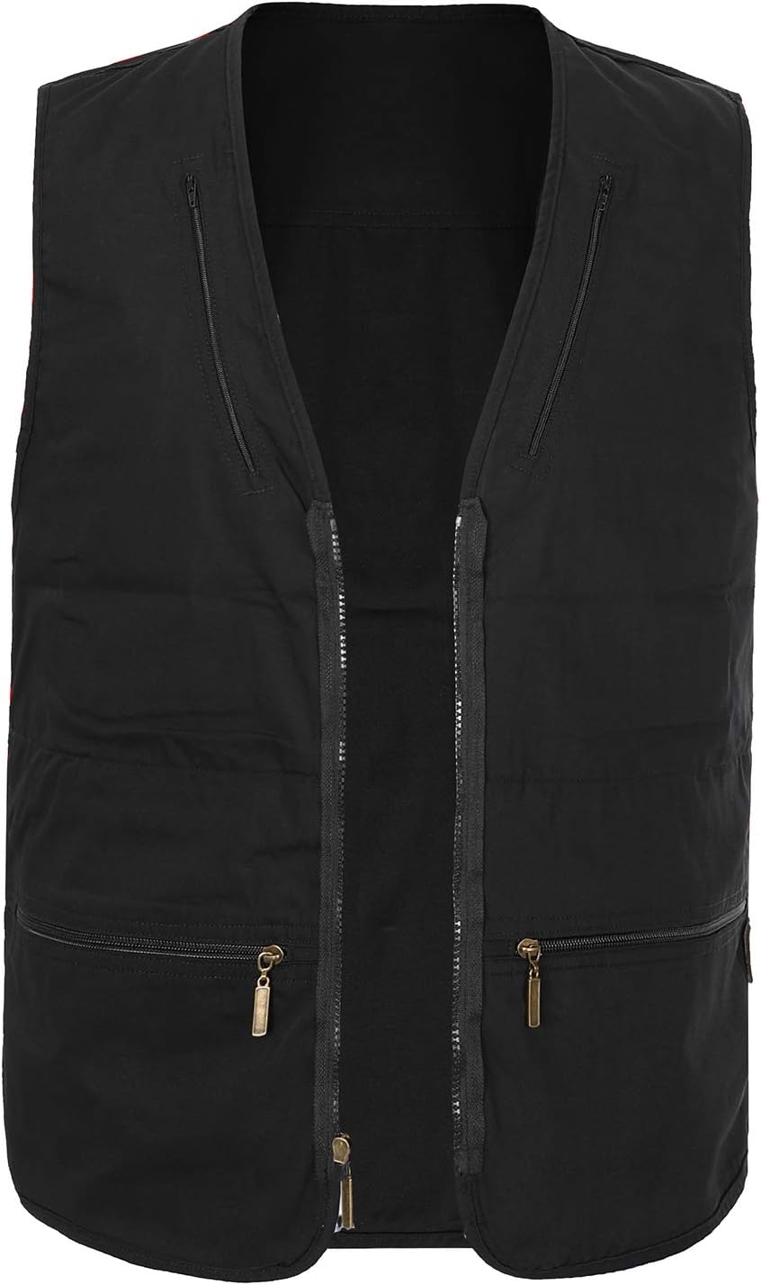 Spanye Mens Safari Travel Photo Vest Outdoor Fishing Multi Pocket Jacket Beige