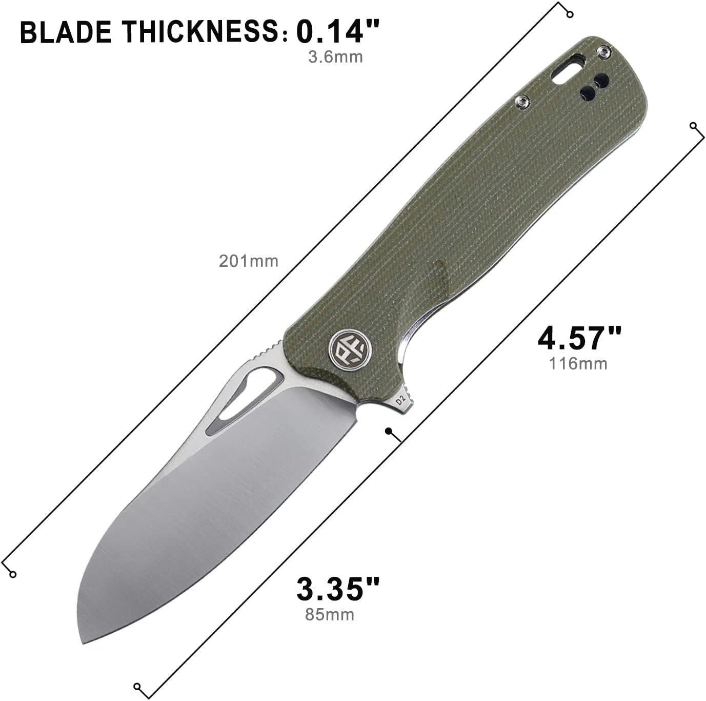 Petrified fish PF868 Bunta 3.35" D2 Satin Blade Pocket Folding Knife
