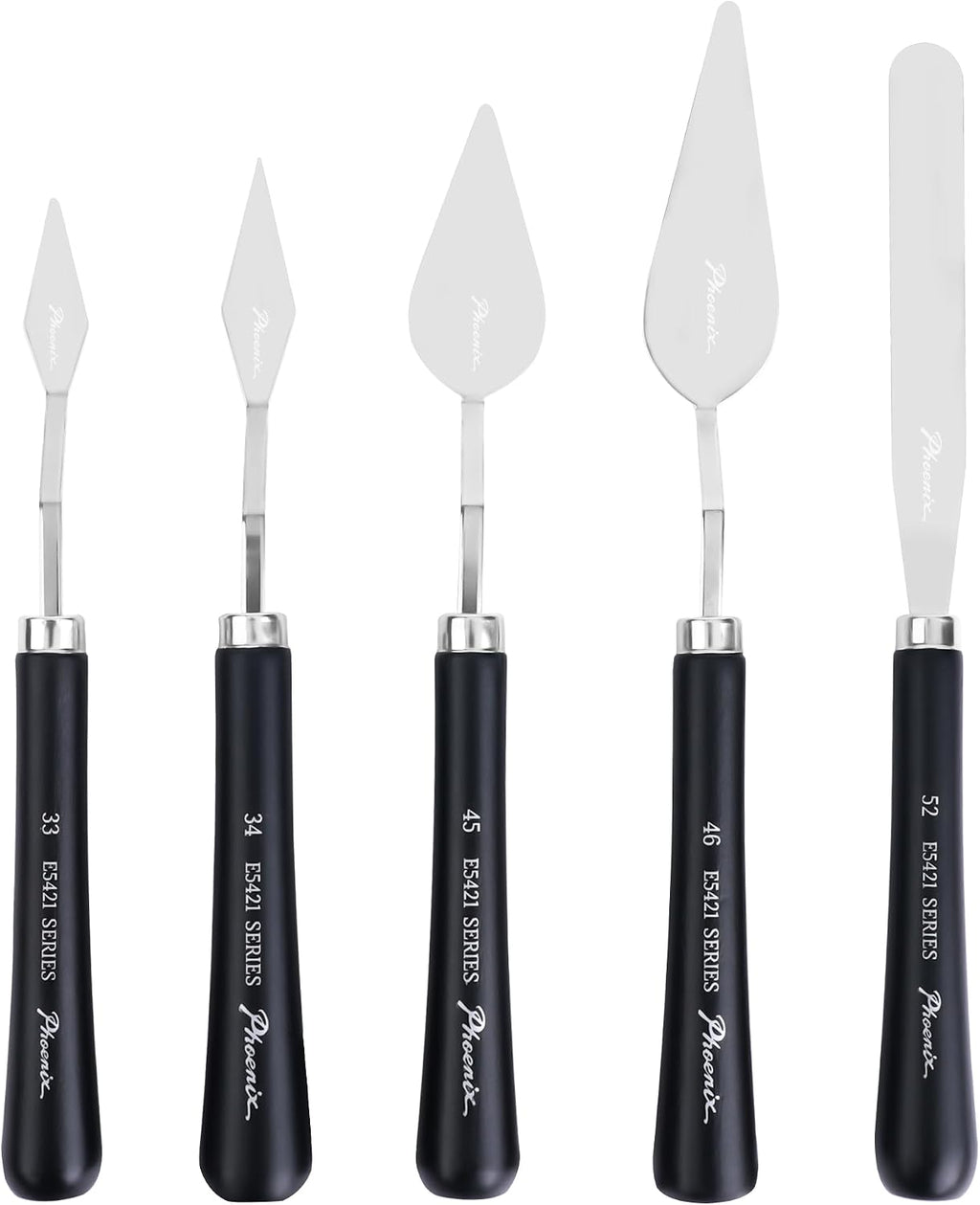 PHOENIX Flexible Palette Knife Set - 5 Pieces Stainless Steel Painting Knives, Art Knife with Wood Handle, Paint Spatula for Oil Acrylic Paint