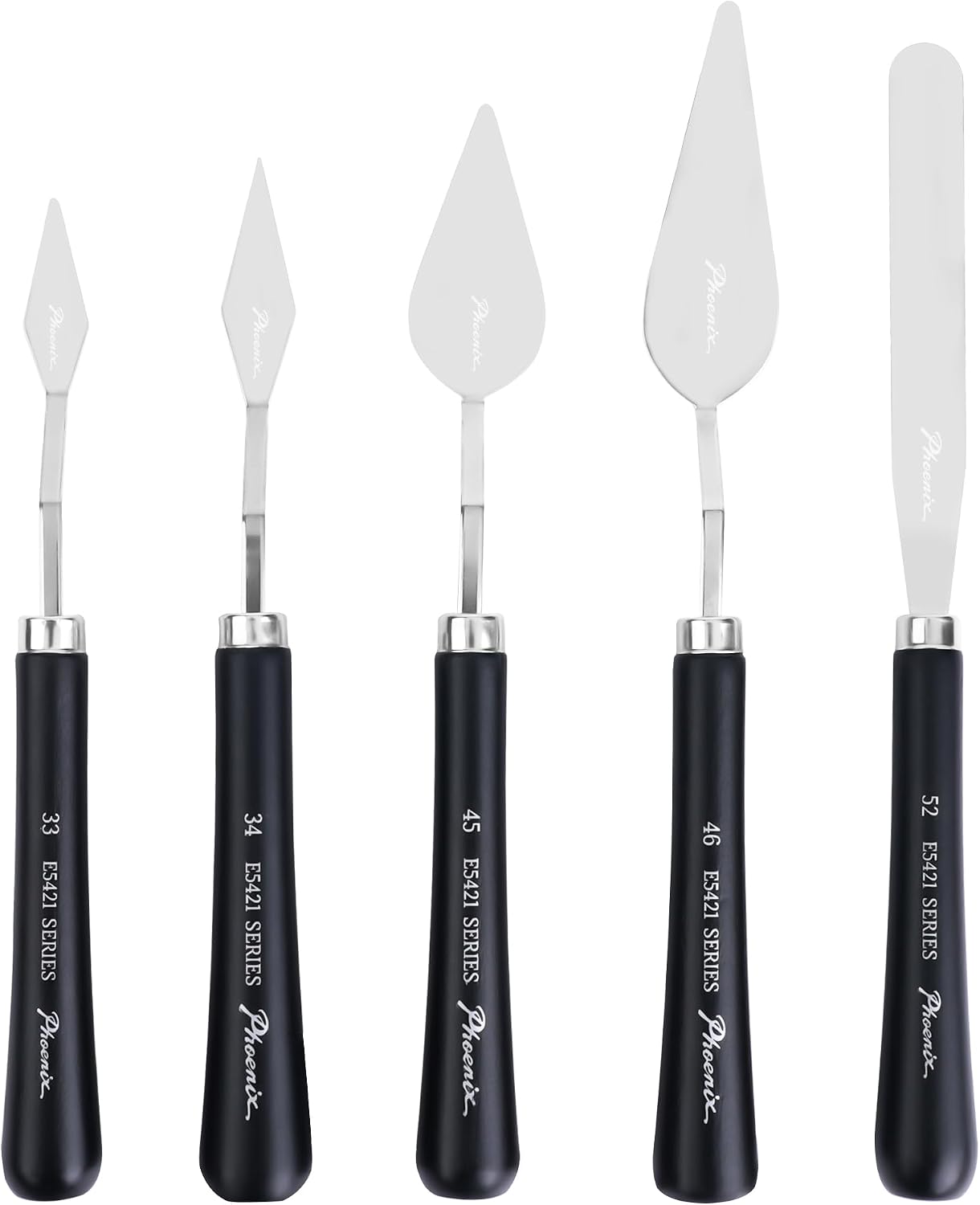 PHOENIX Flexible Palette Knife Set - 5 Pieces Stainless Steel Painting Knives, Art Knife with Wood Handle, Paint Spatula for Oil Acrylic Paint