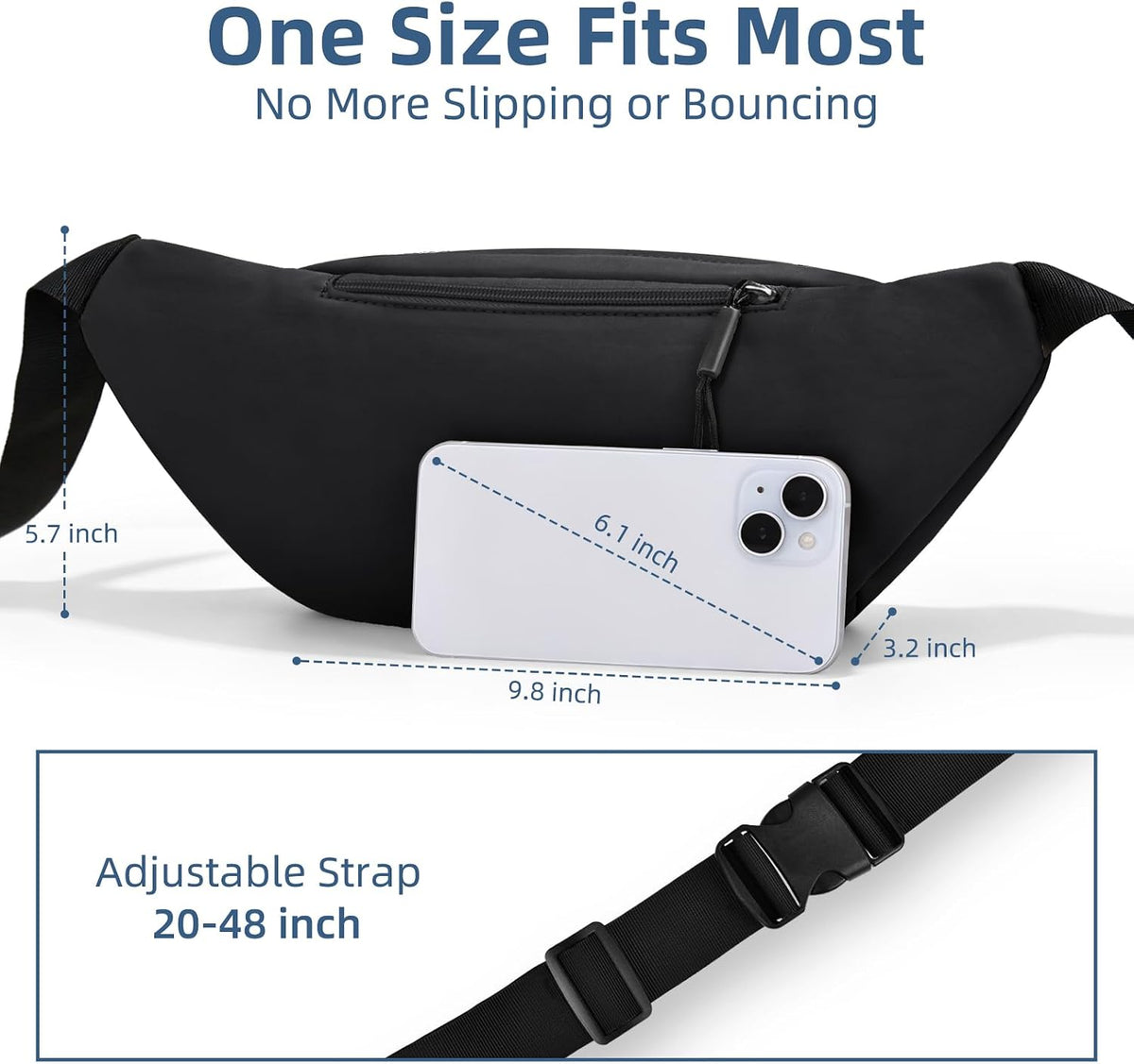 ZOORON Fanny Packs for Women Men Crossbody Waist Pack Bag Running Belt