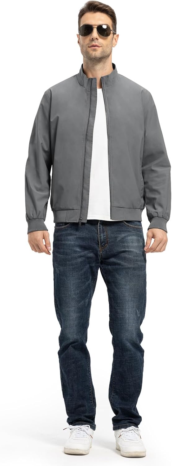 TBMPOY Men's Lightweight Jackets Casual Windbreaker Stylish Light Fall Spring Golf Work Dress Business