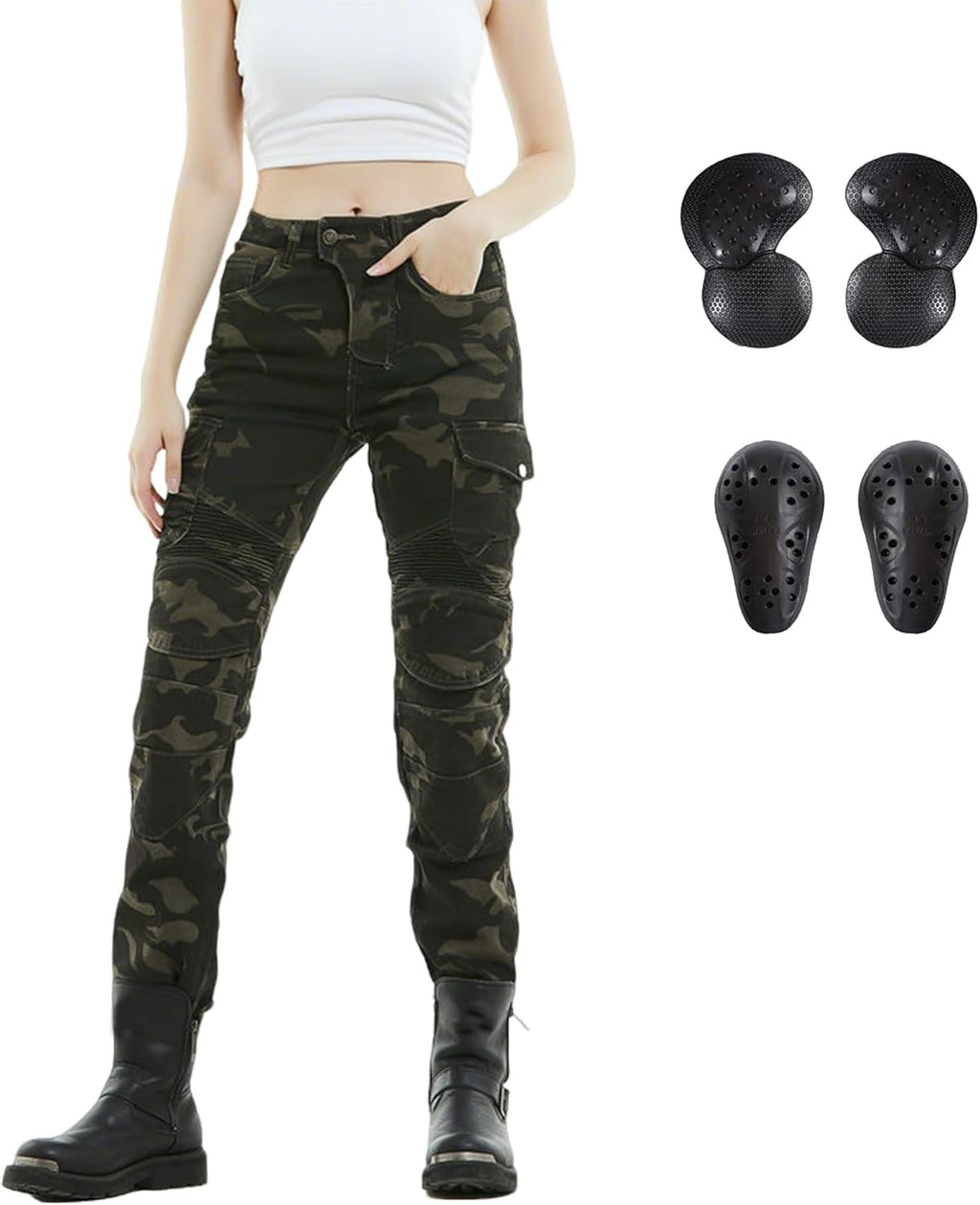 LOMENG Motorcycle Riding Pants Women with CE Level 2 Removable Armor