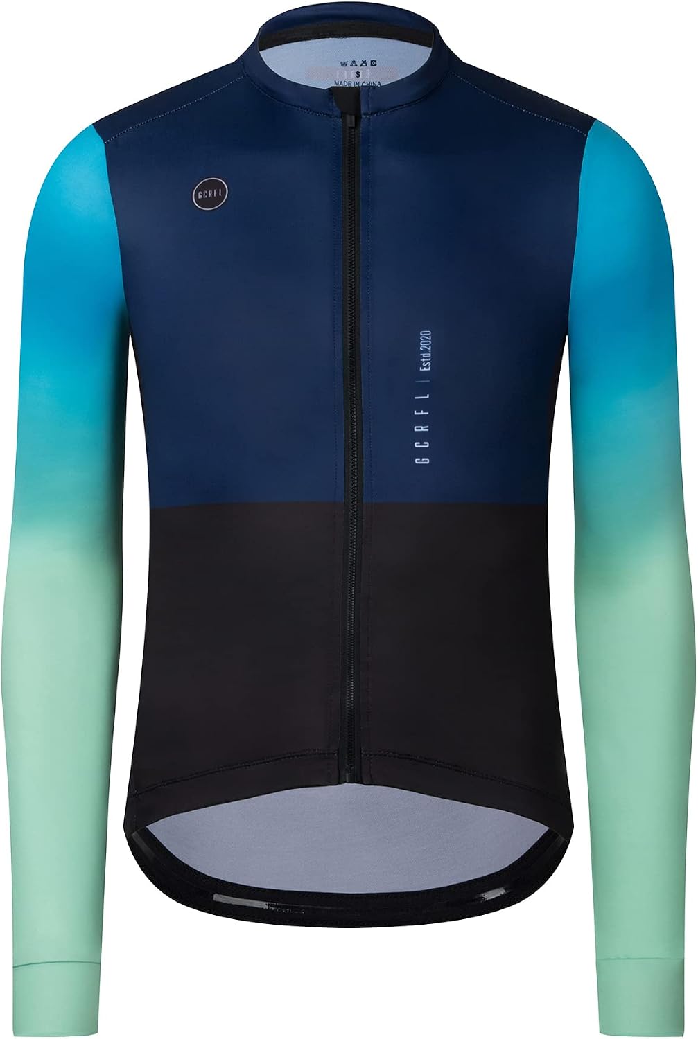 GCRFL Men's Cycling Jersey Long Sleeves Road Bike Jersey Shirt Cycling Tops, Zipper Pocket Lightweight PRO Race Fit UPF 50+
