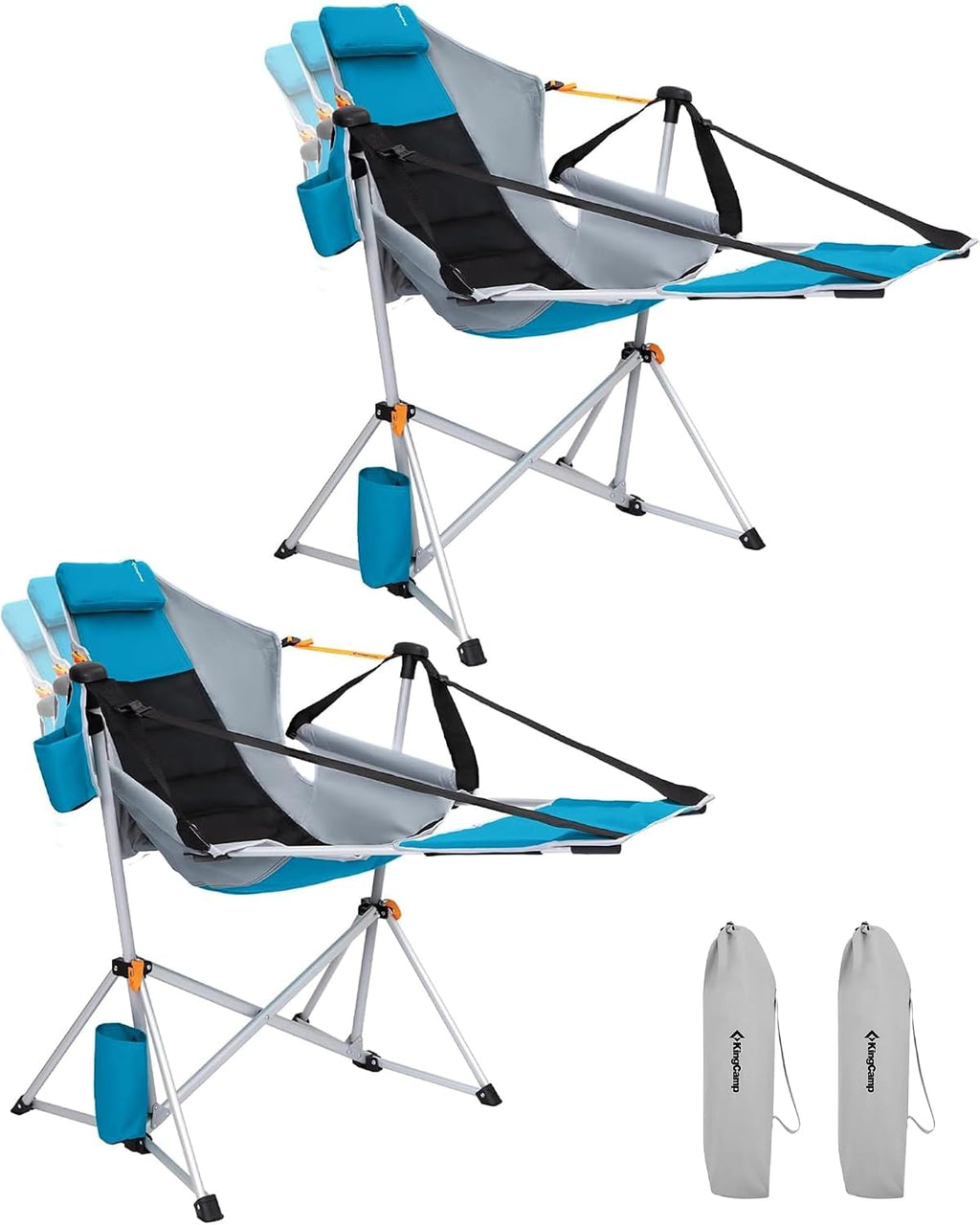 KingCamp 2 Pack Hammock Chairs with Footrest, Heavy Duty Swing Chair 400lbs