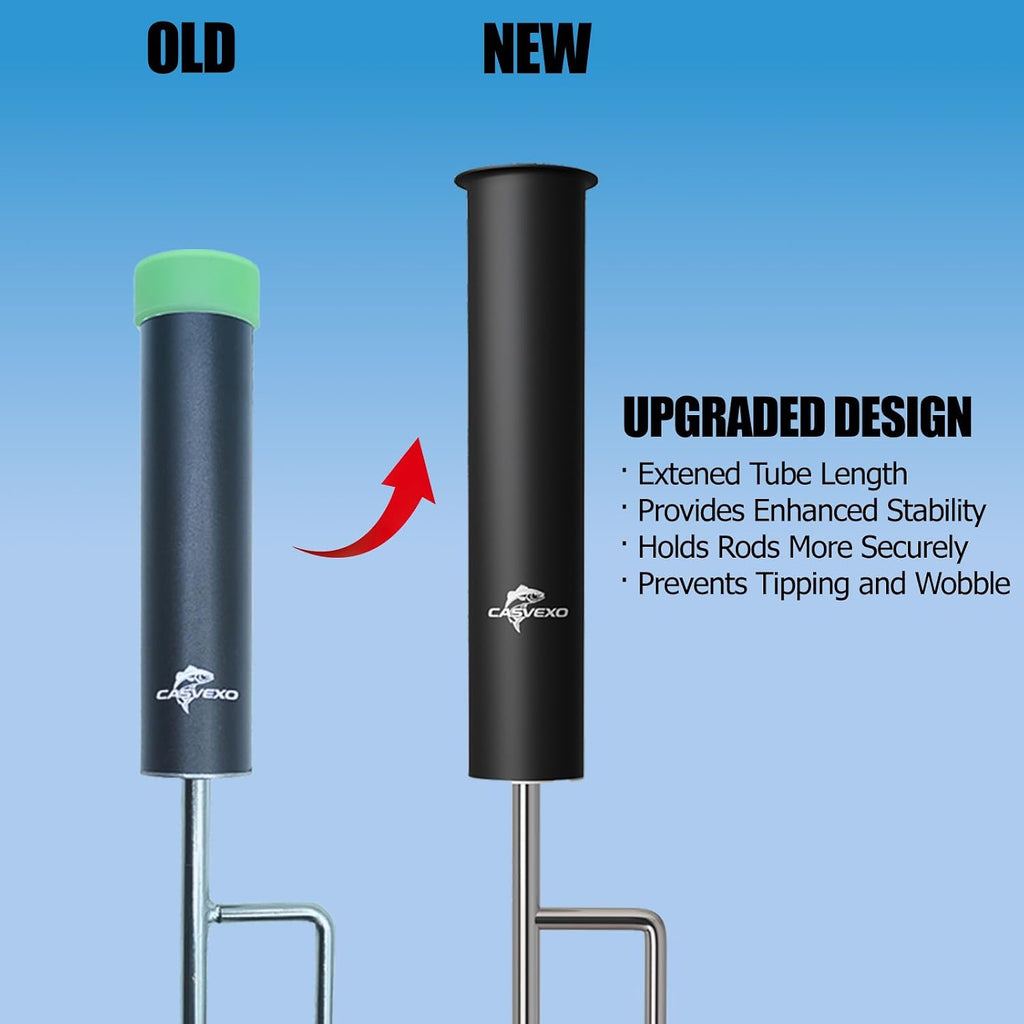 2/4 Pack Upgraded Fishing Pole Holder, Aluminum Fishing Rod Holder for Ground, Rod Holders for Bank Fishing, Free Alarm Bells