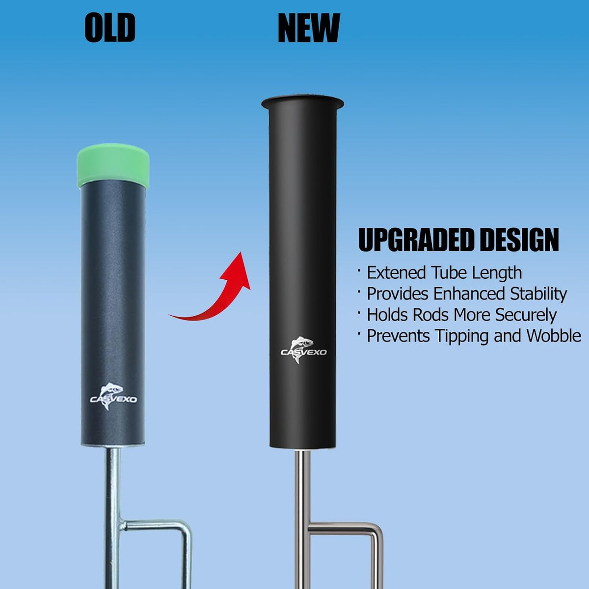 2/4 Pack Upgraded Fishing Pole Holder, Aluminum Fishing Rod Holder for Ground, Rod Holders for Bank Fishing, Free Alarm Bells