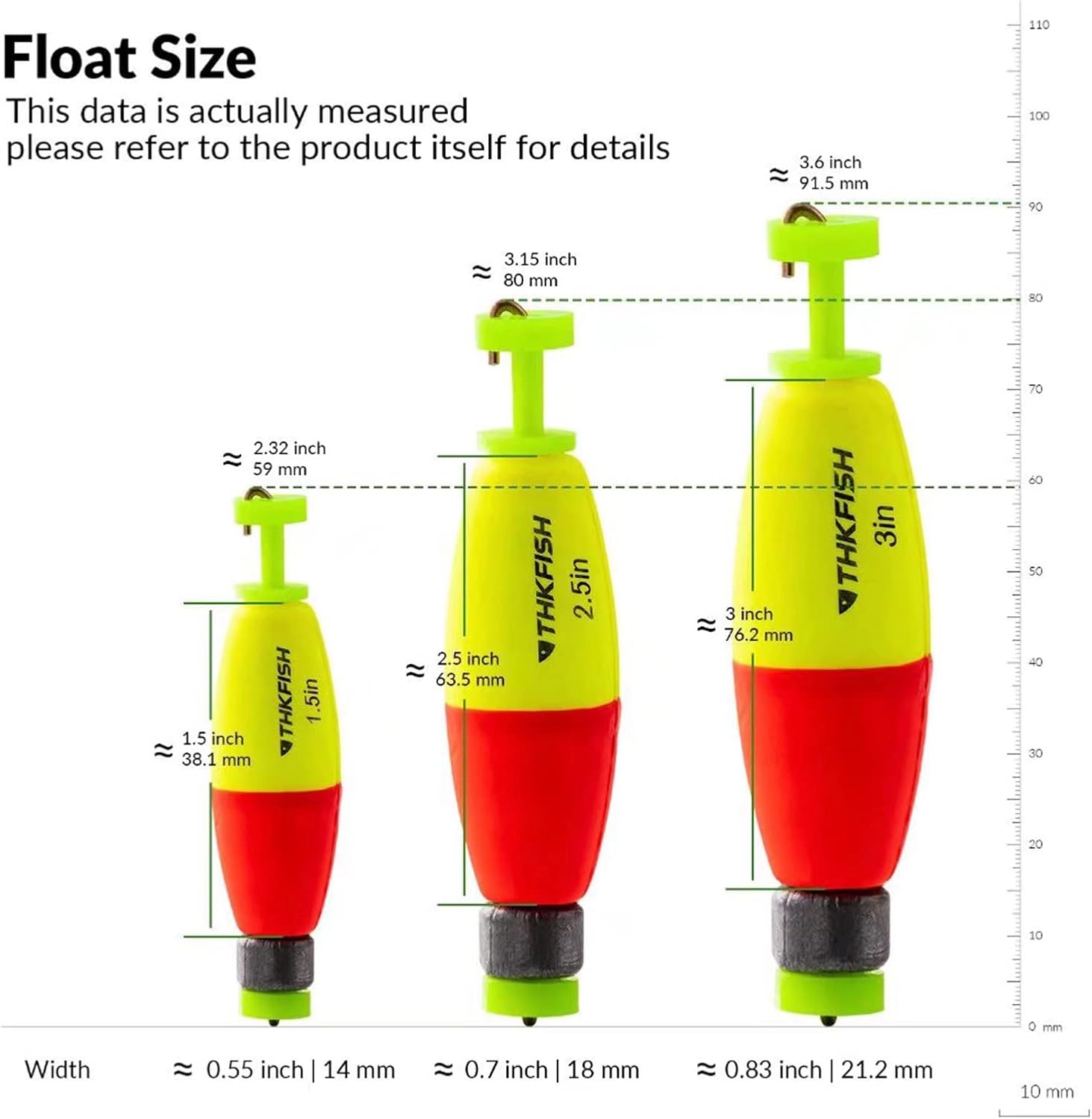 THKFISH Fishing Bobbers 5PCS EVA Foam Round Floats Red/Green Snap-On Spring Fishing Buoy Accessories for Freshwater Saltwater