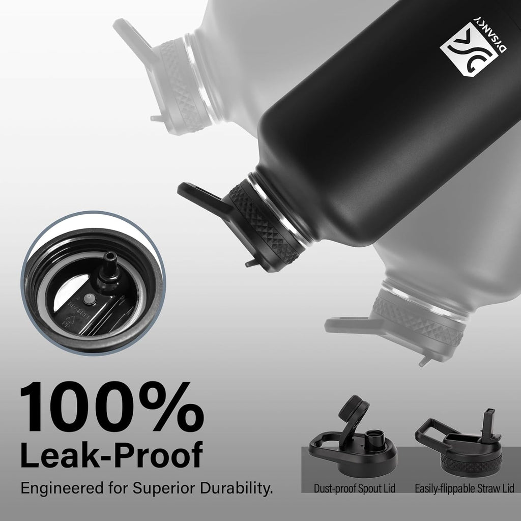 DYSANKY Insulated Water Bottle w/Straw Lid & Portable Carrier Bag, 64oz
