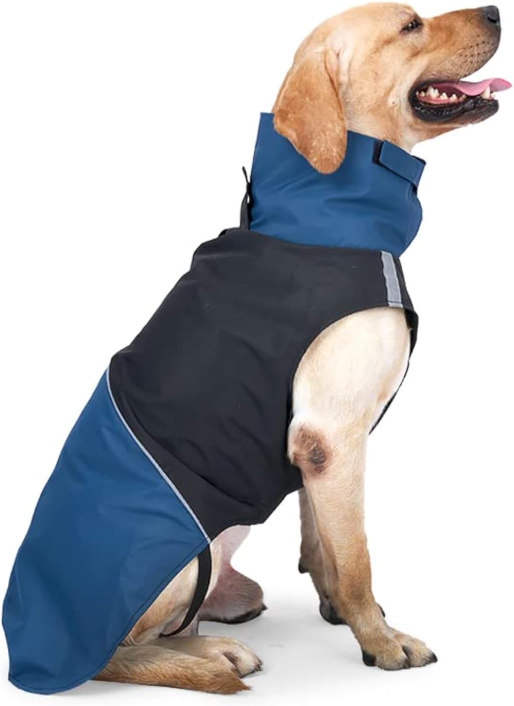 Dog Raincoat - Waterproof Winter Jacket with Velvet Inner, Reflective Strip, Black, 3XL