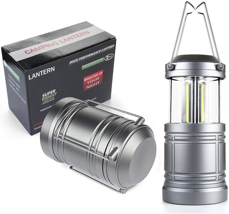2 Pack LED Camping Lantern ,Battery Powered Hanging Lanterns - Survival Kit for Hurricane, Emergency, Storm, Power Outage