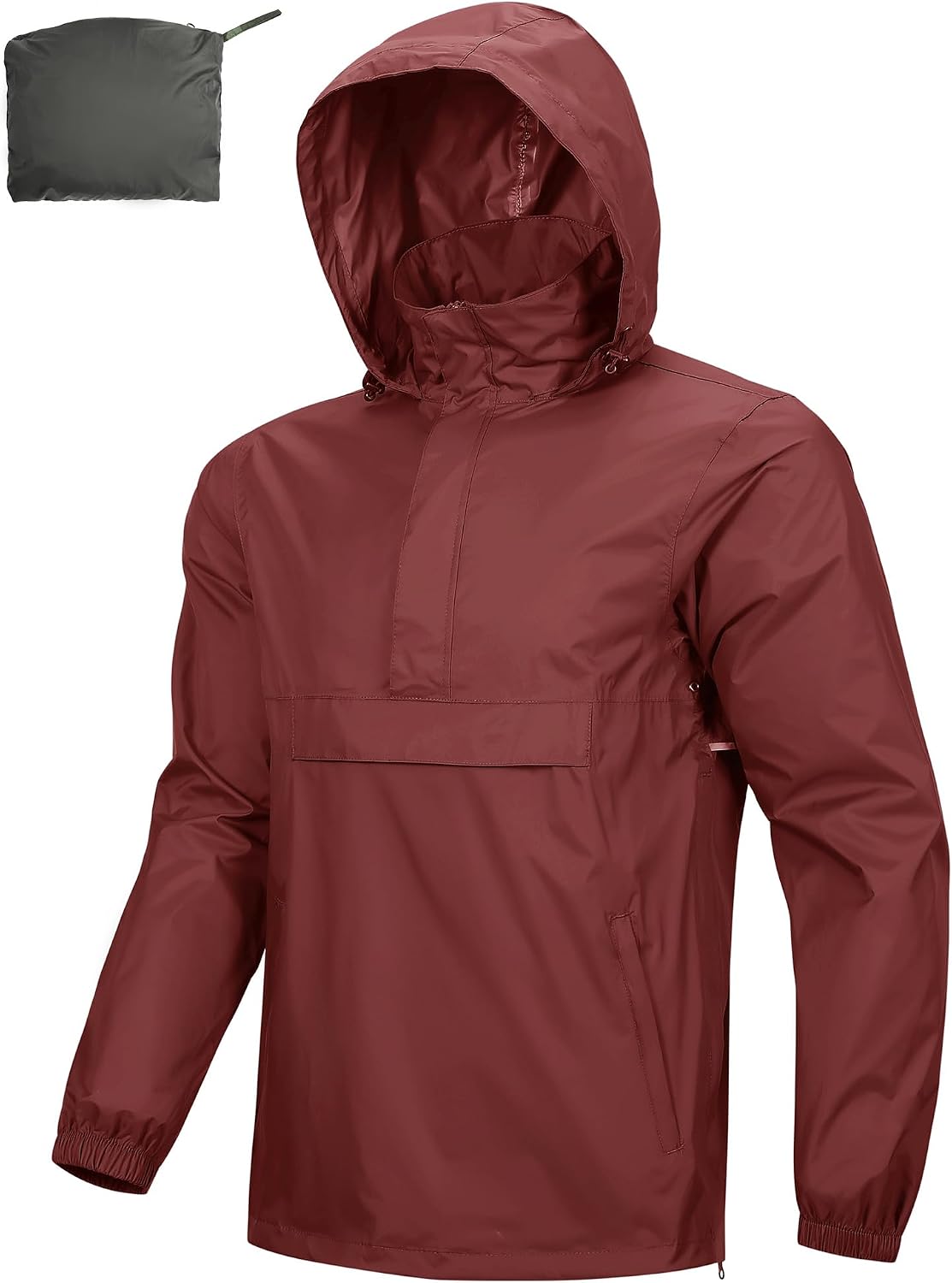 Outdoor Ventures Men's Rain Jacket Waterproof Lightweight Packable Pullover