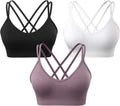 VEQKING Strappy Cross Back Women Sports Bras with Removable Cups