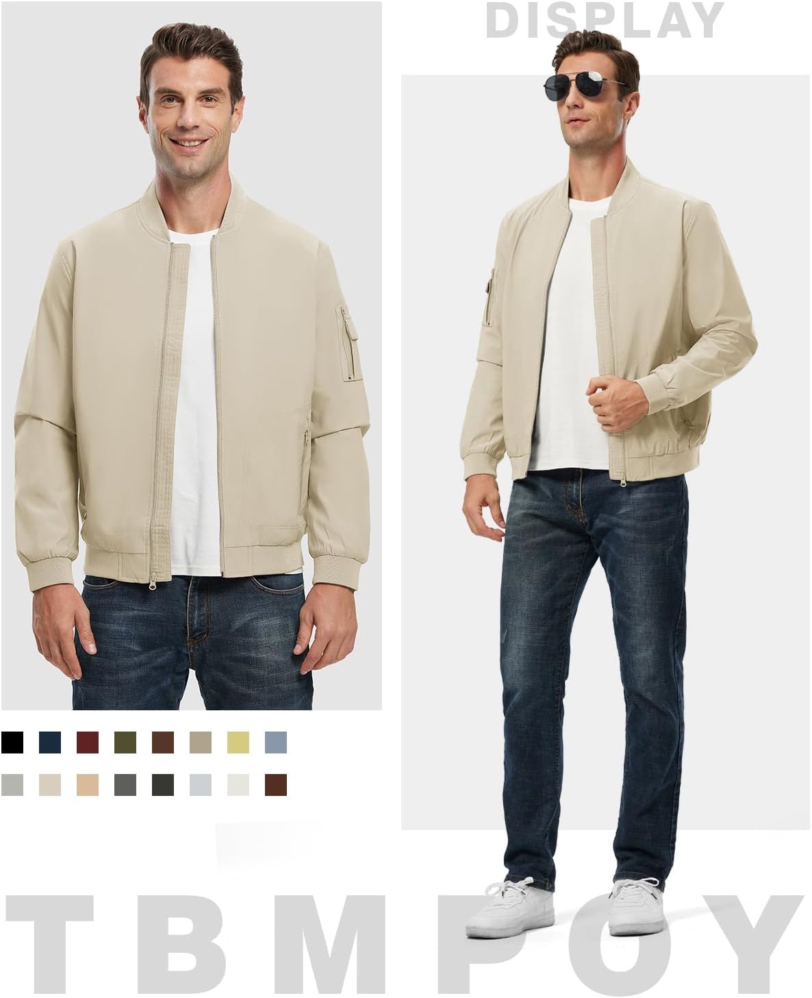 TBMPOY Men's Lightweight Jackets Casual Dress Golf Bomber Windbreaker Fall