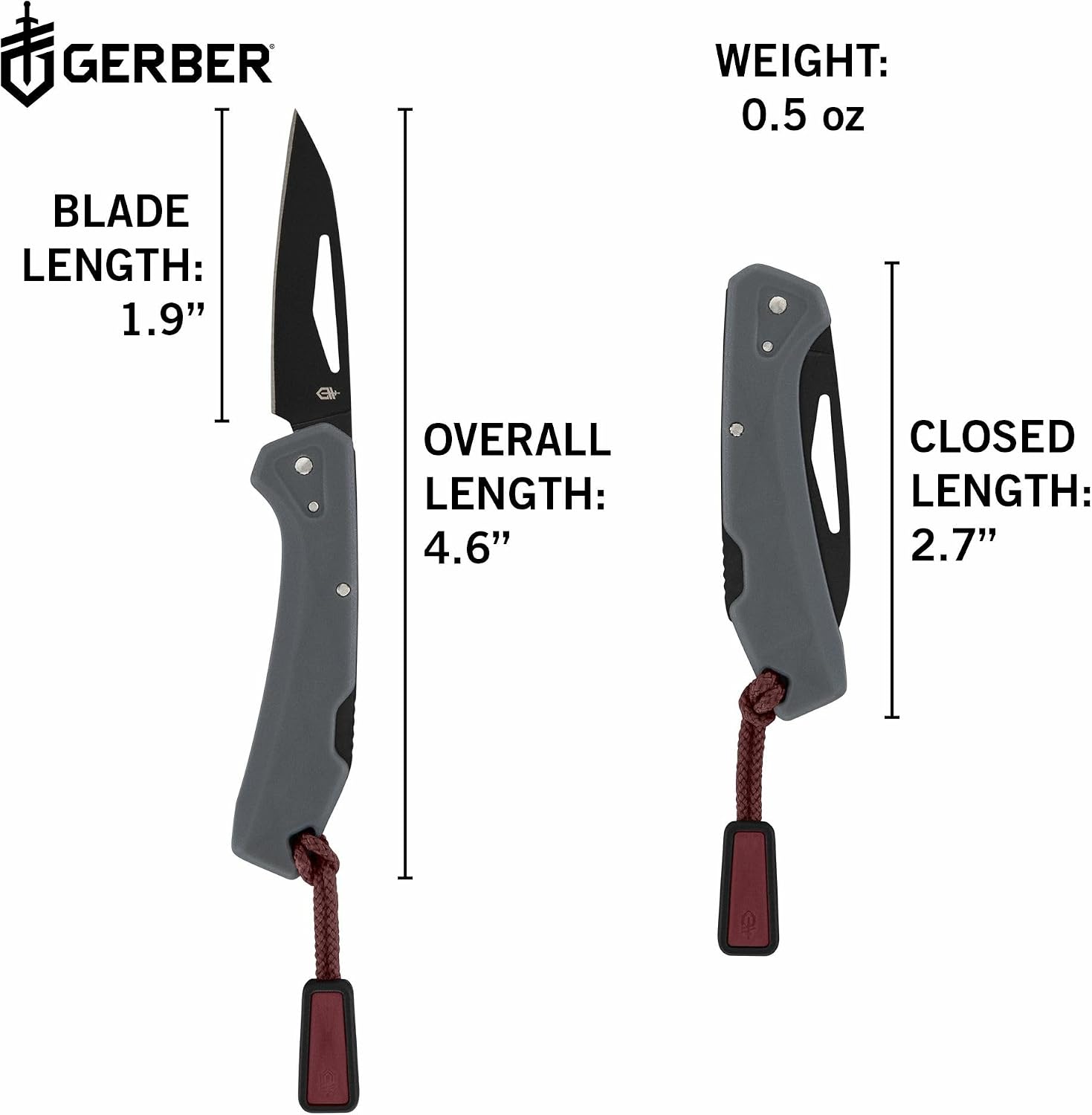 Gerber Gear LST Mini - Lightweight Folding Pocket Knife for Hiking, Camping - EDC Tool - Durable Stainless Steel Blade - Gray