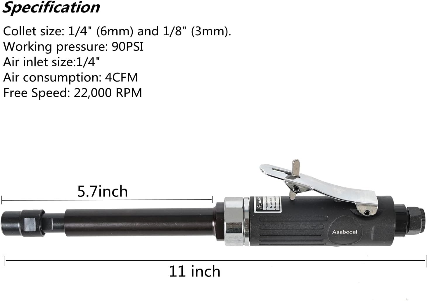 Extra Long Extension 1/4" and 1/8" Straight Air Die Grinder, High Speed Extended Long Shaft Air Die Grinder Tool