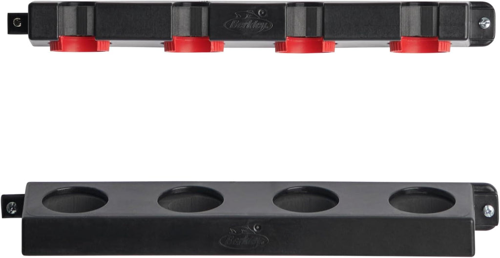 Berkley Twist Lock Fishing Rod Rack, Stores 4 Rods, Black, Soft Foam Grip Pads Protect Rod Finishes, Durable Construction, Easy to Mount with Common Tools