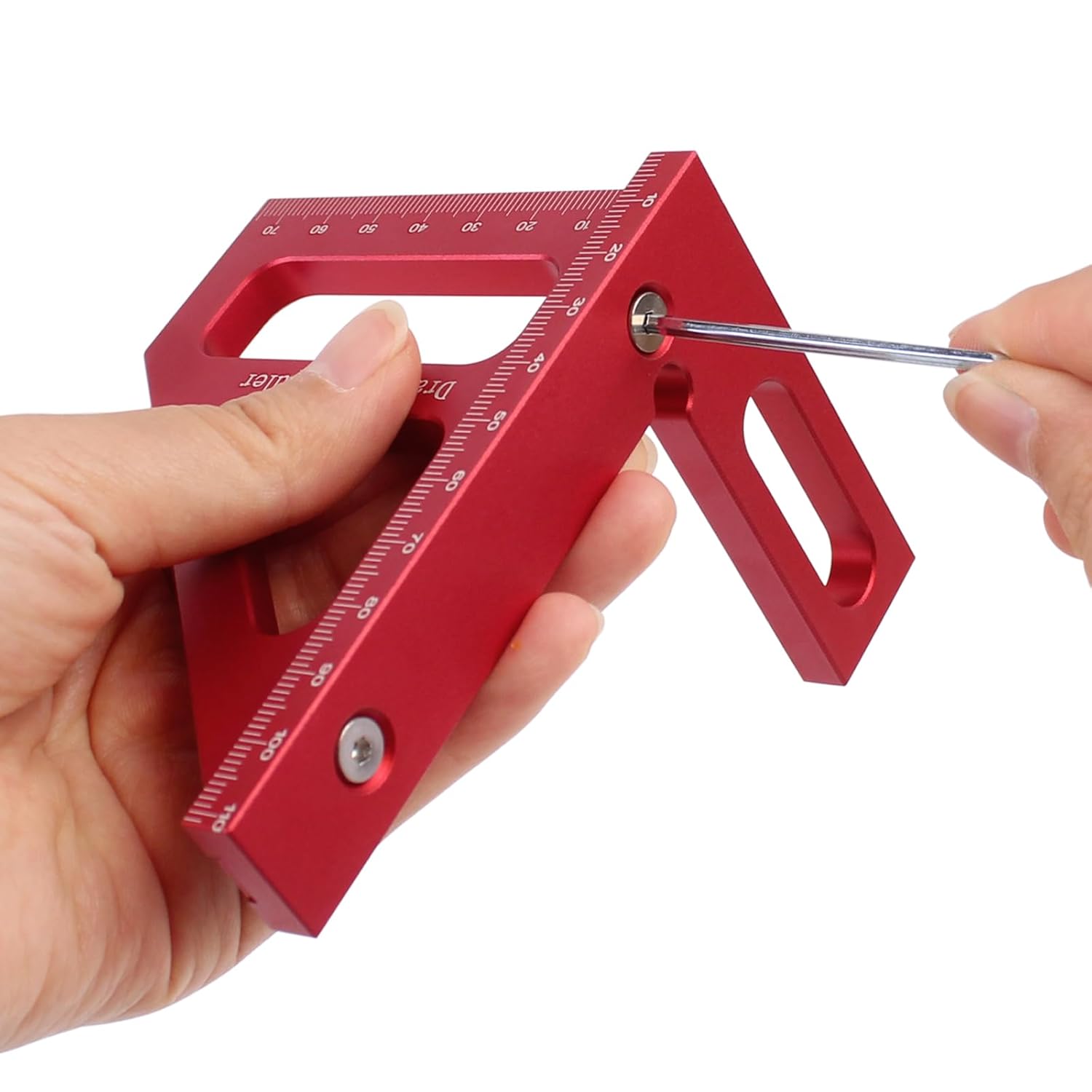 3D Multi-Angle Measuring Ruler,45/90 Degree Aluminum Alloy Woodworking Square Protractor,Drawing Line Ruler, Miter Triangle Ruler High Precision Layout Measuring Tool for Engineer Carpenter,R