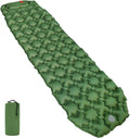 Amazon Basics Camping Sleeping Pad with Quick-Inflate Built-in Foot Pump, Water Resistant, Ultralight, Portable for Hiking and Backpacking, Olive Green