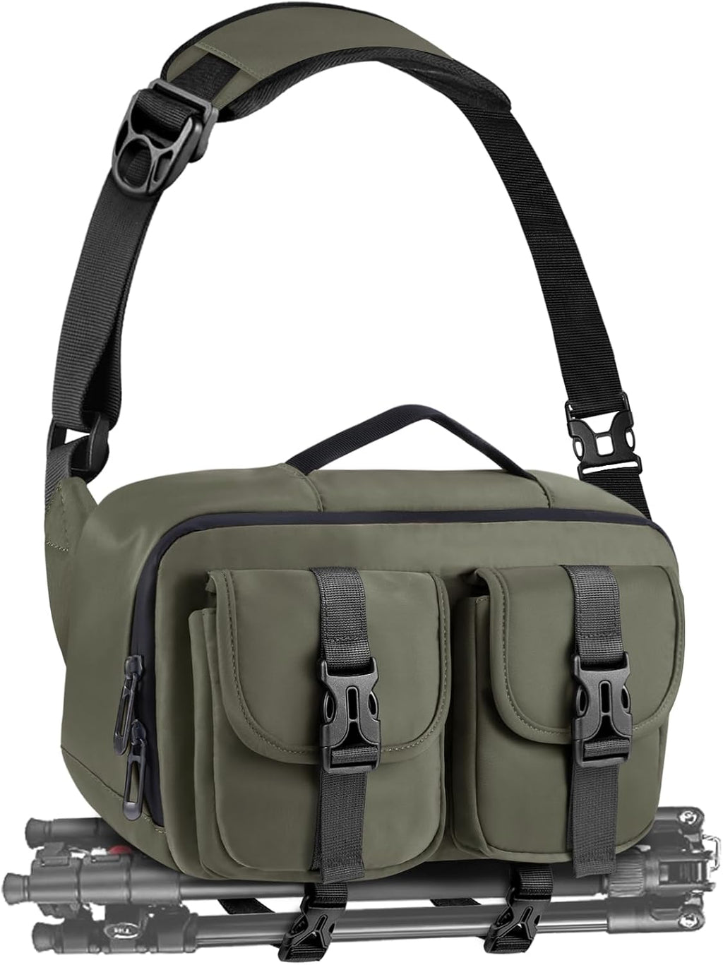 TAAOKA Camera Sling Bag,DSLR Camera Bag with Tripod Holder,Waterproof Camera Shoulder Crossbody Bag for Photographers(Green)