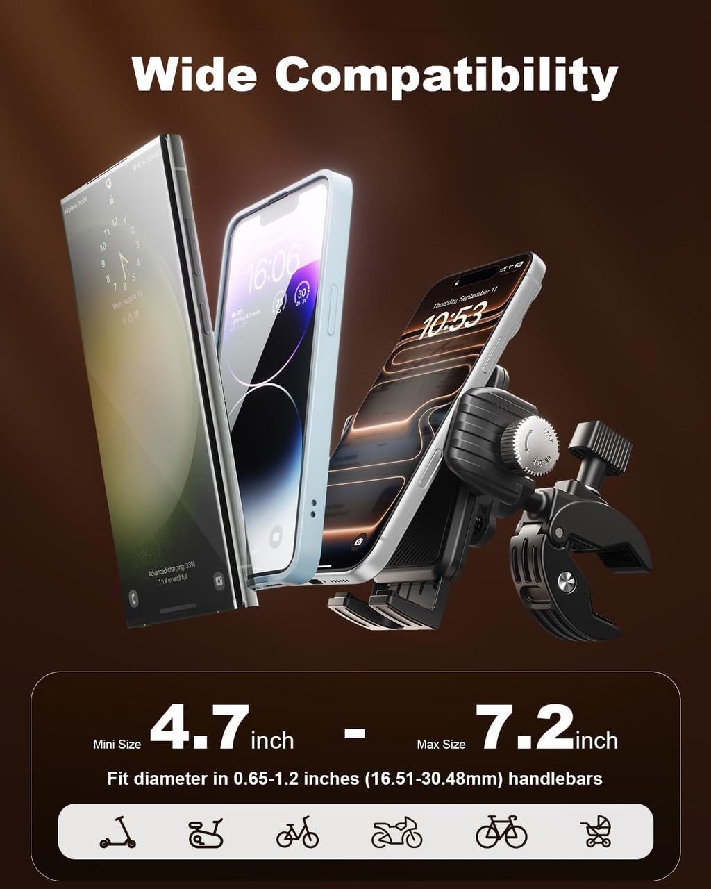 SUPERONE Motorcycle Bike Phone Mount with Upgrade Vibration Dampener