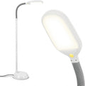 Brightech Litespan - Bright LED Floor Reading Lamp for Over Chair Crafts and Reading, Estheticians' Light for Lash Extensions, Adjustable Standing Lamp for Living Room, Bedroom, Office - White