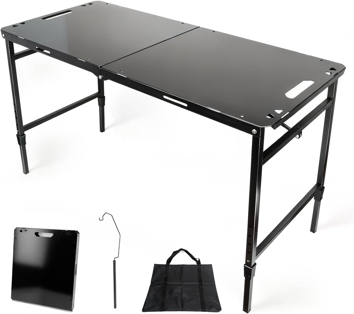 Tactical Camping Table with Adjustable Height, Collapsible Table Lightweight with Carry Bag for Camping, Travel expeditions, Hiking, Picnics, BBQs & Beach Trips