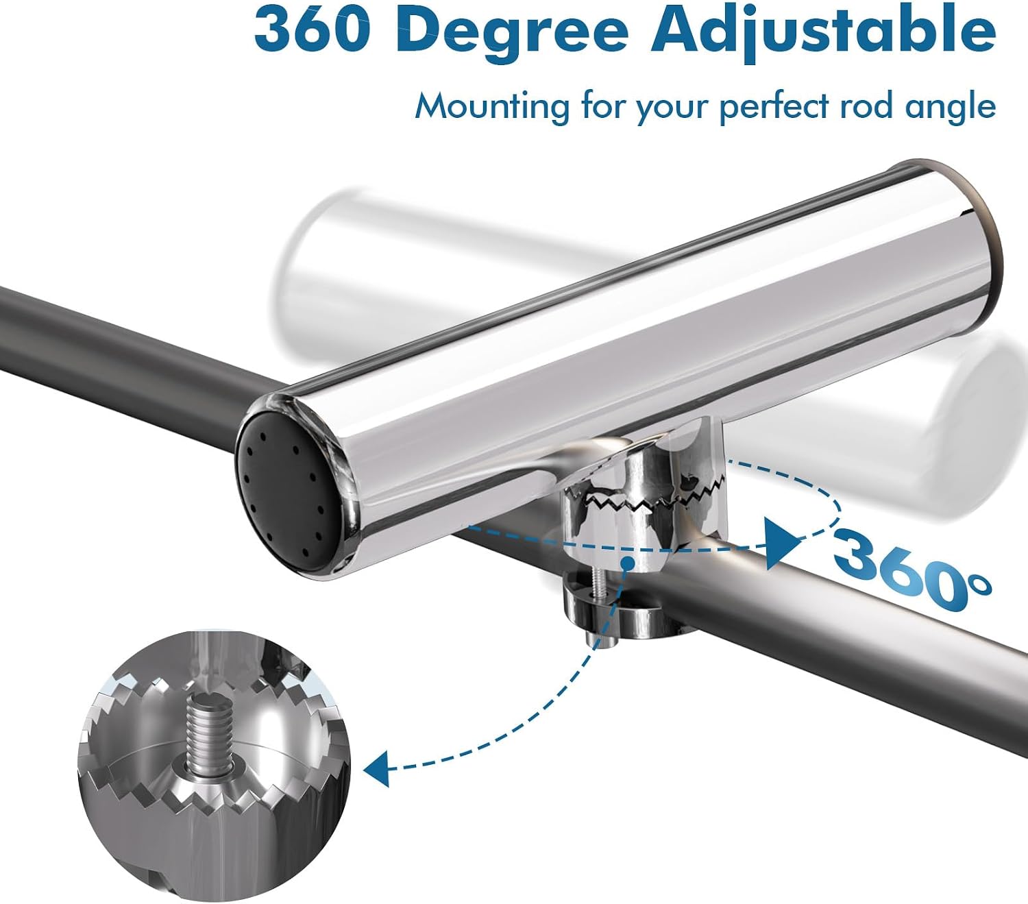 Fishing Rod Holder for Boat ,Stainless Steel 316 Rail Mount Clamp Fishing Rod Holders Marine Grade 360 Degree Adjustable Fishing Rod Holder