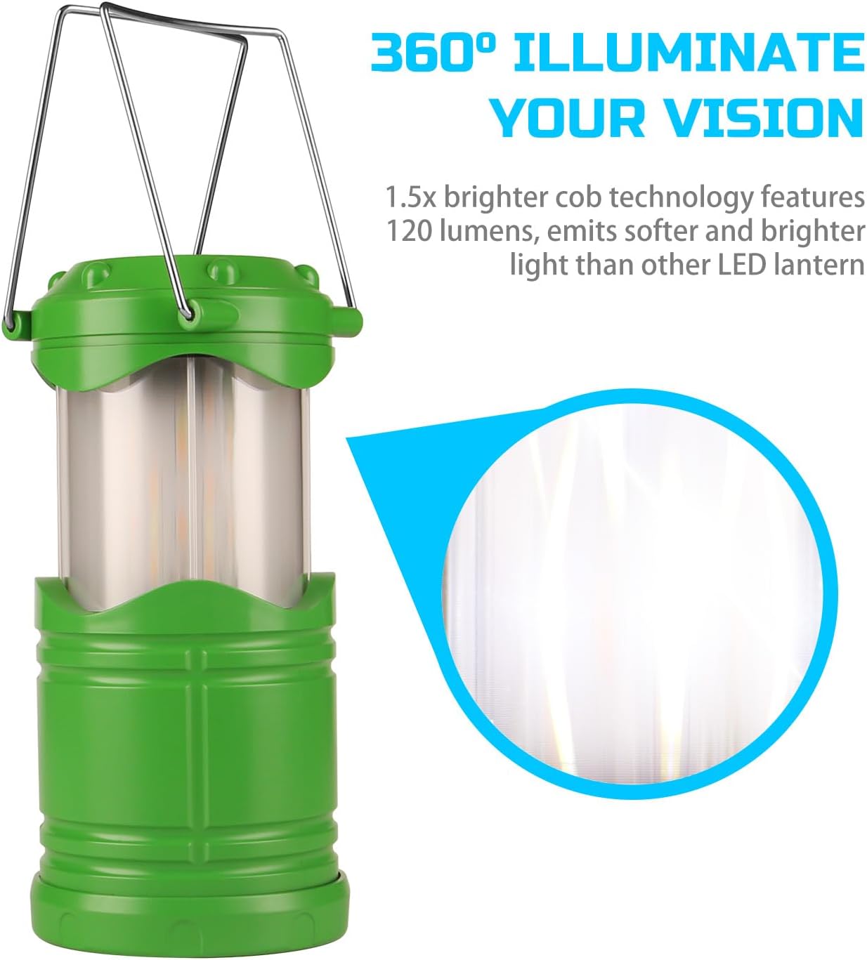 Lichamp 4 Pack LED Camping Lanterns Flame Lights, Green