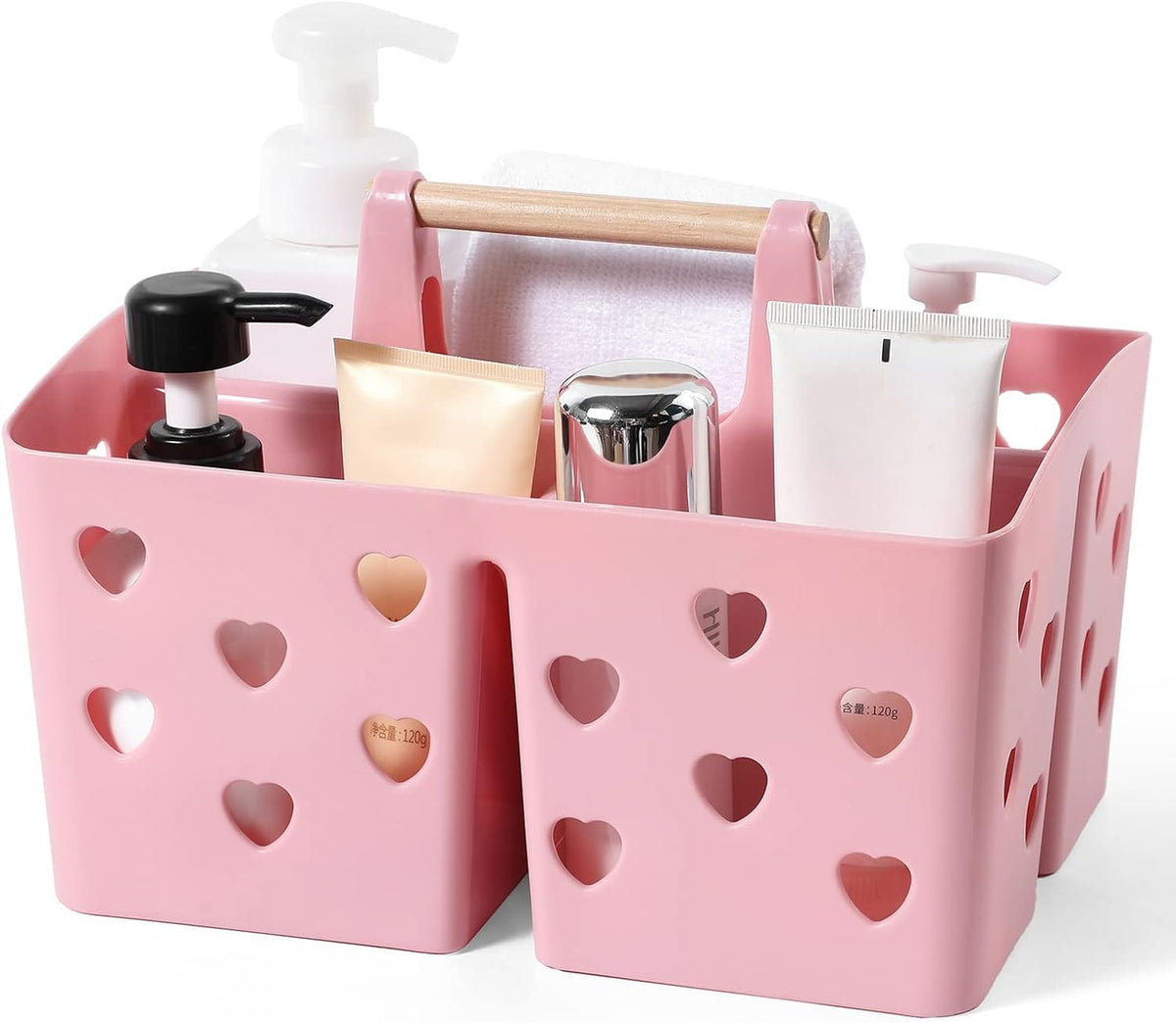 Portable Shower Caddy Plastic Shower Basket Organizer with Handle, Pink