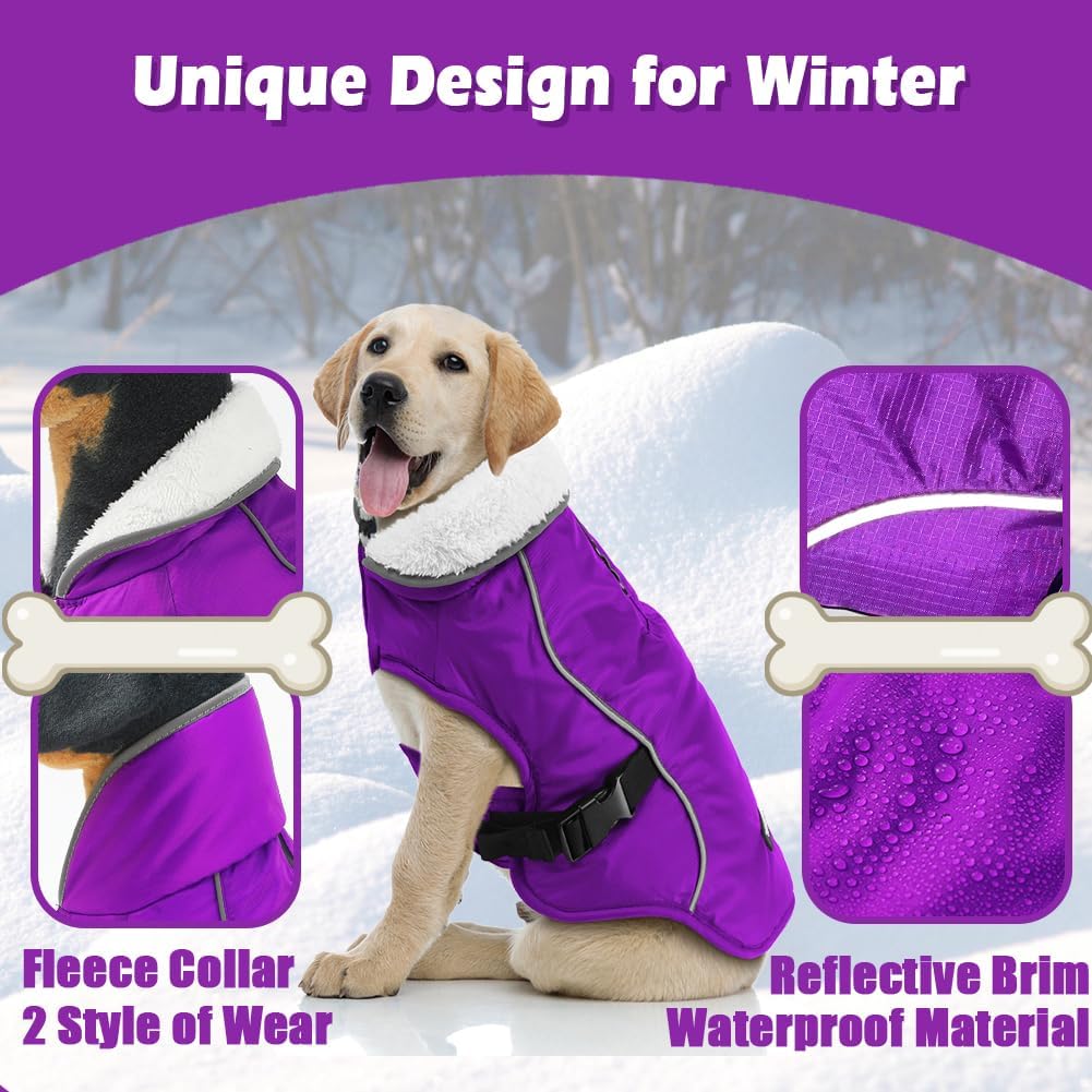 EMUST Dog Winter Coat, Waterproof Fleece Dog Jacket Winter for Small Dogs