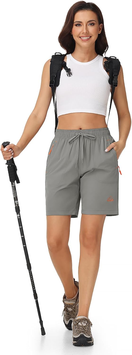 Rdruko Women's Hiking Shorts 8" Quick Dry Shorts with Pockets