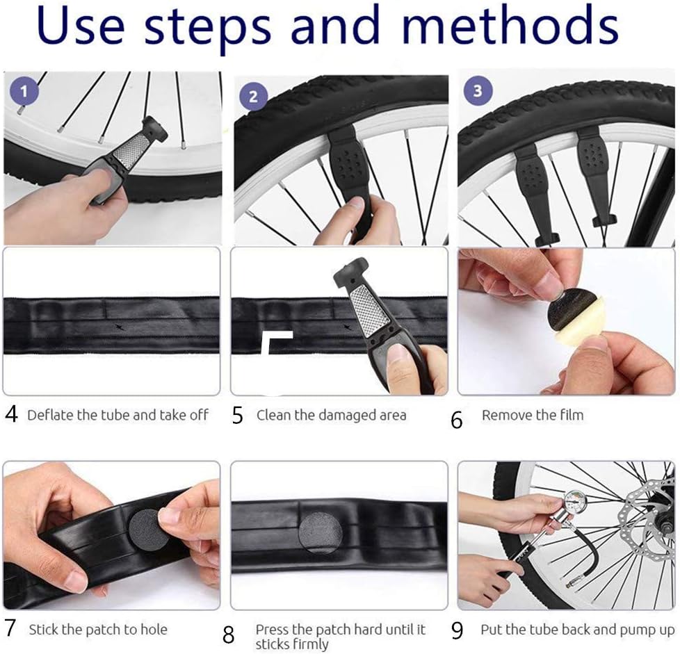 YBEKI 10-in-1 Bike Repair Kit with, 3-in-1 Tire Levers, Glueless Patches, Multifunctional Bone Wrench & Waterproof Saddle Bag | Compact Bicycle Multi-Tool Kit for Emergency Roadside Repairs