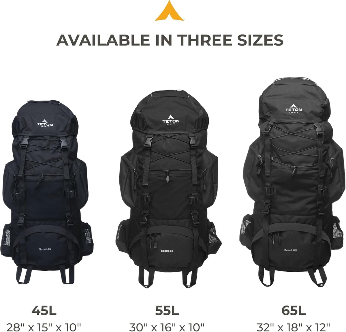 Teton 55L Scout Internal Frame Backpack for Hiking, Camping, Backpacking, Rain Cover Included, Pacific