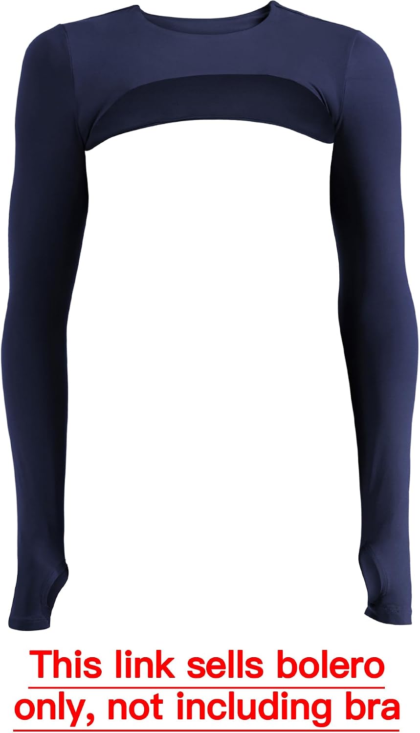 YEOREO Women Crop Top Long Sleeve Bolero Open Front Workout Cropped Shirts Sports Shrug