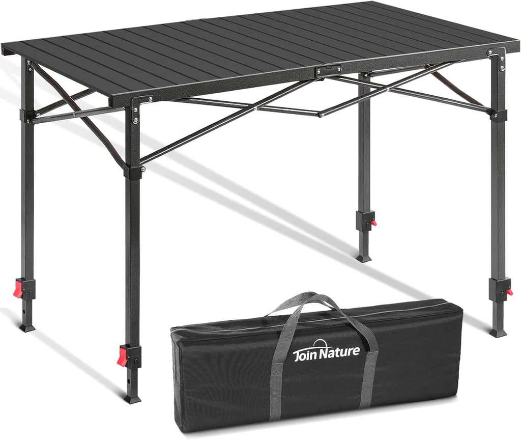 Portable Outdoor Adjustable Height Camping Table, Large for 2-6 Person