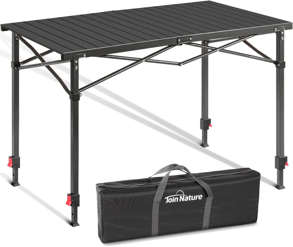 Portable Outdoor Adjustable Height Camping Table, Large for 2-6 Person