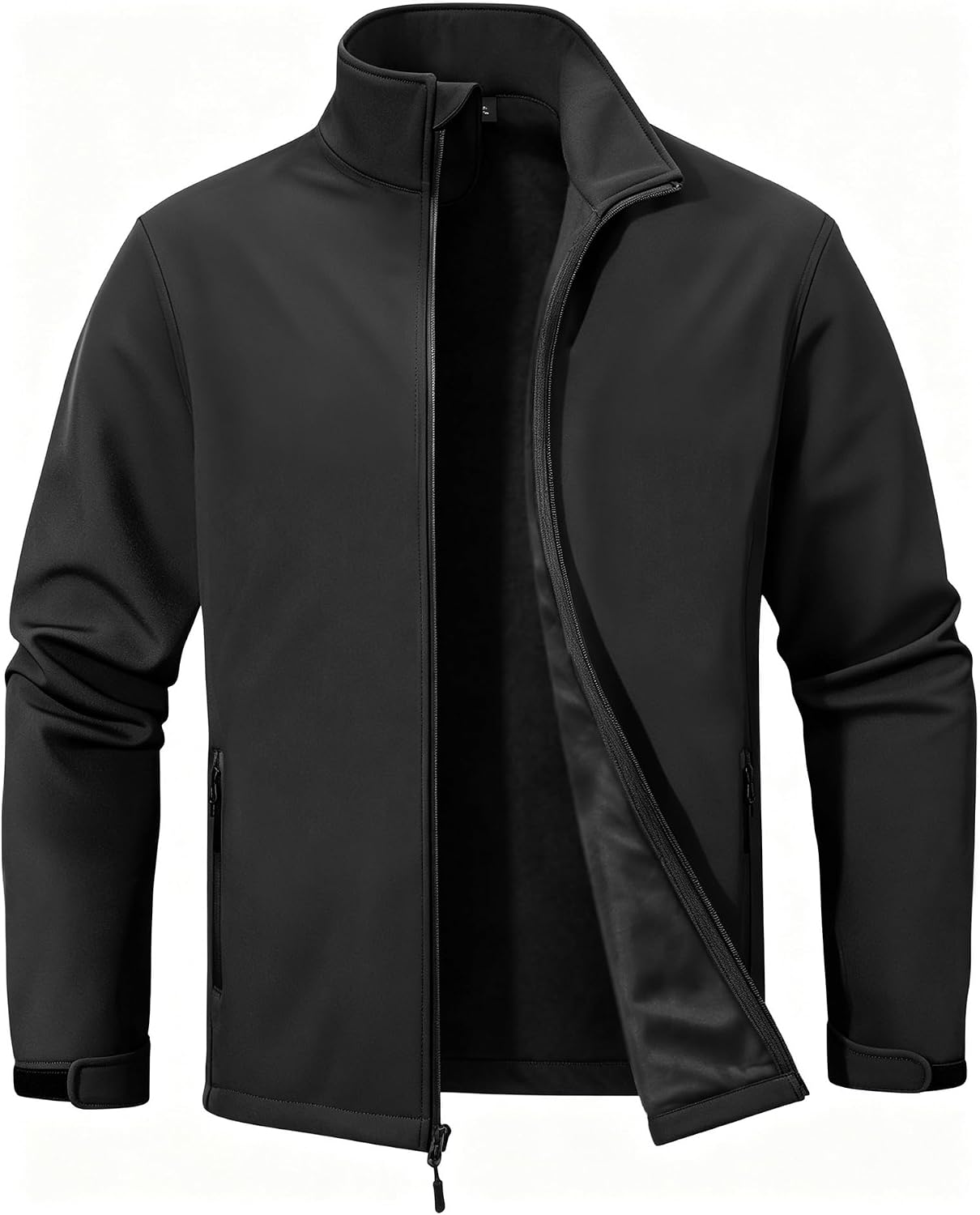 ZITY Men's Softshell Jacket Fleece Lined Lightweight Waterproof Rain Jacket Zip Up Soft Shell Windproof Windbreaker